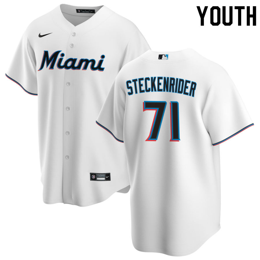 Nike Youth #71 Drew Steckenrider Miami Marlins Baseball Jerseys Sale-White